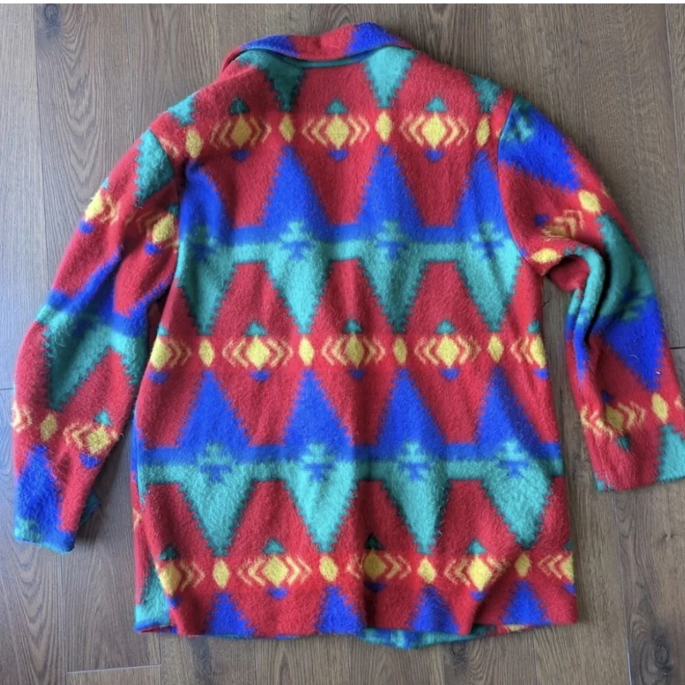 David Wayne Vintage Fleece Southwest Print Two Button Jacket Women's Large - Picture 10 of 11